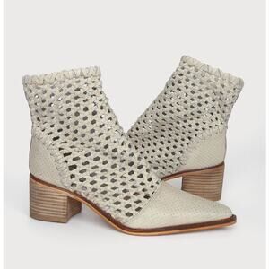 Free People White Gray In The Loop Woven Ankle Boots Women's size 41 / 10.5